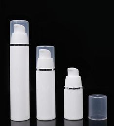 Groothandel Wit Airless Pump Bottle Travel Refilleerbare cosmetische huidverzorgingscrème Dispenser Lotion Pakcontainer 15 ml 30 ml 50 ml