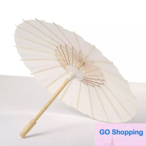 En gros Blanc Bambou Papier Parapluie Parasol Danse De Mariage Décor De Fête De Mariée Nuptiale De Mariage Parasols Papier Blanc Parapluies 100 pcs