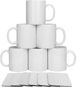 Tasses à café blanches en gros 11oz Tasses en céramique de chocolat de thé - DIY Sublimation Blanks Tumblers FY4481