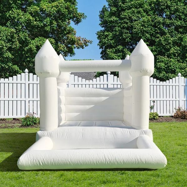 wholesale Casa de rebote blanca 10 * 8 * 8 pies Castillo inflable de la casa inflable Cama de salto Weddingg de grado comercial para niños con soplador envío gratis