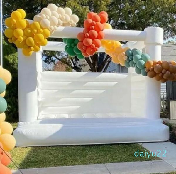 wholesale White Bounce House Commercial Mariage gonflable le plus populaire Château gonflable / Lit sautant / Videur avec souffleur d'air Pour les fêtes et les événements, expédition aérienne gratuite