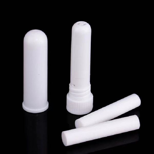 En gros blanc vide en plastique PP huile essentielle inhalation nez inhalateur tube bouteille bâton avec mèche de coton inhalateur nasal tube emballage pour aromathérapie freeship