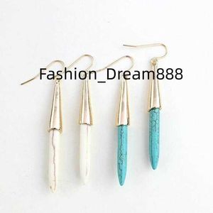 Boucles d'oreilles longues en pierre précieuse blanche pour femmes, vente en gros, turquoise