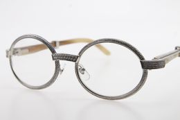 Groothandel-wit echt natuurlijk frame kleinere stenen glazen 7550178 zonnebril ronde vintage zonnebril nieuwe designer bril heet