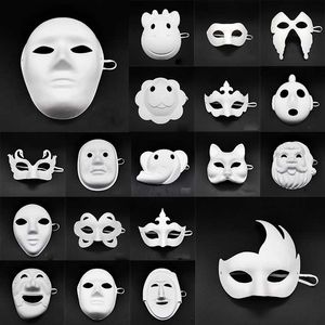 Groothandel wit ongeverfd gezicht masker Plain lege versie papier pulp maskerade masque childrens dag DIY handgemaakte pulp masker 20 stijl DHL