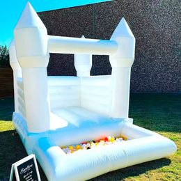 Groothandel Witte Bruiloft Opblaasbaar Springhuis Met Ballenbad Kids Mini Springkasteel Verjaardagsfeestje Moonwalk Air Jumpers Te Koop