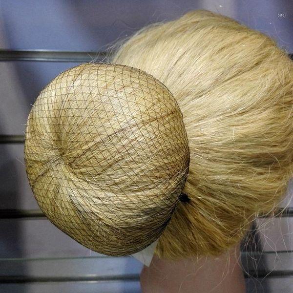 Venta al por mayor-toda 100pcs Hairnet 5mm Nylon Ballet Bun Redes para el cabello Invisible Desechable Net 10inch Five Colors Mix