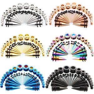 Groothandel Groothandel 36P Rvs Oormeters Stekkers En Tunnels Stretching Kits Flesh Tunnel Uitbreiding Body Piercing Sieraden