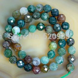 Wholesale-Wholesale 4 6 8 10 12 14 mm Facet Natural Indian Agate Round Loose Stone Bijoux Perles Gemstone Agate Beads Livraison gratuite 211g