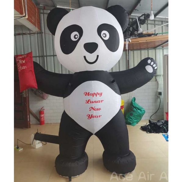 wholesale Gros 5m / 16.4ftH approvisionnement d'usine gonflable panda dessin animé animal ballon mignon panda avec enveloppe rouge pour la fête d'événement de publicité extérieure