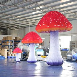 vente en gros 6mH 20ft debout libre géant mené champignon gonflable droit modèle de plante tordue décoration de fête en plein air avec des impressions complètes