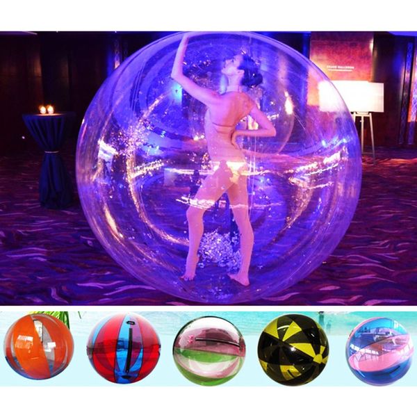 wholesale Venta al por mayor de alta calidad 2.5mD (8.2 pies) bola inflable para caminar sobre el agua, globo de danza humana, paseo de PVC sobre bola rodante para niños