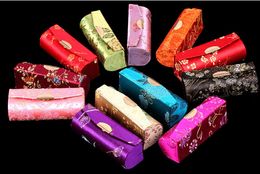Groothandel-groothandel veel van 12 stuks China handgemaakte zijde lipstick box cases + gratis verzending!