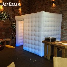 wholesale Vente en gros de la cabine de photobooth gonflable blanche portable selfie avec cabine de photobooth avec LED complète autour de la tente de photos de cube pour