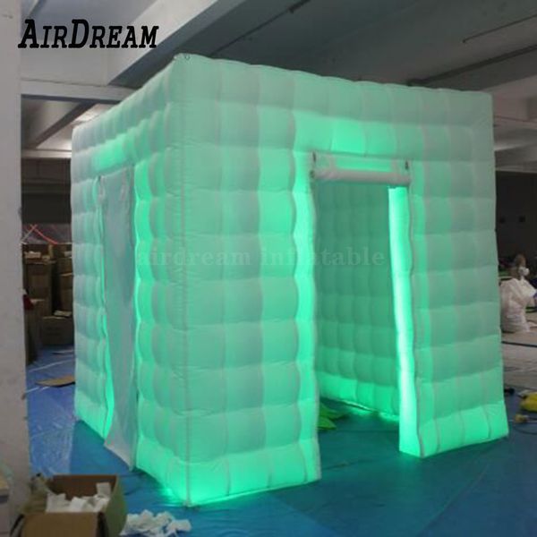 wholesale Vente en gros de la cabine photo gonflable blanche portable Selfie Photobooth cabine avec LED complète autour de la tente Cube Photos pour la publicité 001