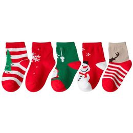 Calcetines de otoño de invierno al por mayor algodón de algodón calentado para niñas calcetines dibujos animados de calcetín de nieve lindo copo de nieve de nieve calcetines para niños regalos de Navidad