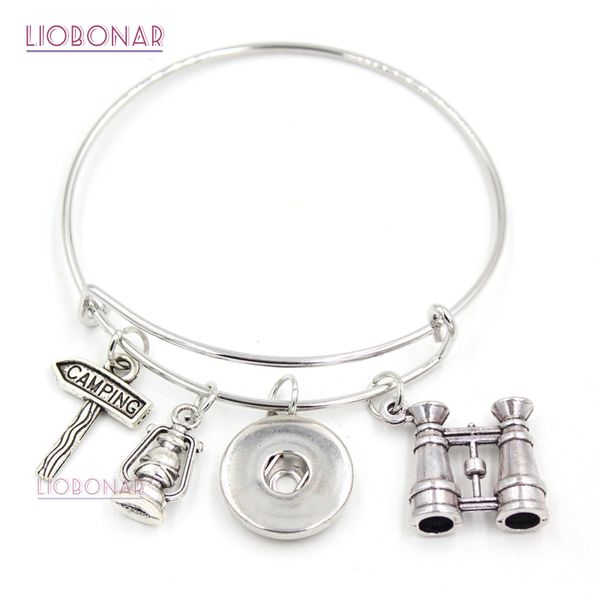 Venta al por mayor Brazalete de alambre Joyería a presión intercambiable Telescopio Pulsera para acampar Brazalete expandible Pulseras con botones a presión para regalo de Camper