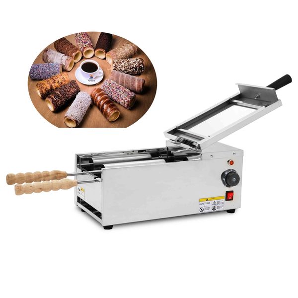 wholesale Avec 2 rouleaux électrique hongrois cheminée gâteau fabricant Kurtos Kalacs Suto Roll Grill four gaufrier pain petit pain machine de cuisson