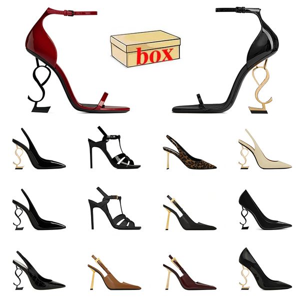 Vente en gros avec une boîte de concepteur de luxe pour femmes sandales Lady High Heels en cuir breveté des glissements de mariage plate-forme talon classiques en daim slingback liopard sandale