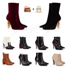 wholesale Femmes botte rouge escarpins à bout pointu chaussures pour femmes bas de luxe bottes Slingback talons hauts butin pour femme célèbre Lipbooty bottines courtes 35-43