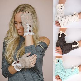 Groothandel- Vrouwen vingerloze kant gebreid handschoenen