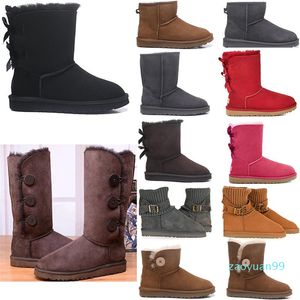 Venta al por mayor Mujeres Niñas Zapatos de diseñador Botas Tobillo al aire libre Bota de nieve Piel Cuero Castaño Medianoche Azul Negro Gris Plataforma Botines de invierno Zapatillas de deporte