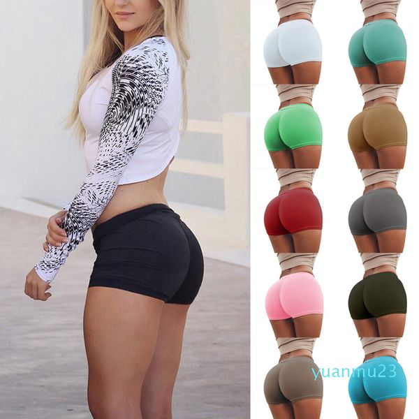 Gros-Femmes Sexy Coton Yoga Shorts Push Up Running Gym Legging Bas Collants Respirant Fitness Workout Plus La Taille Sport Court