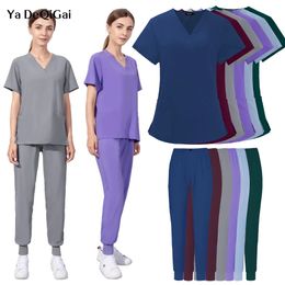 Groothandel vrouwen dragen Scrub Suits Hospital Doctor Working Uniform Multicolor Unisex Uniform Nurse Accessories 240410