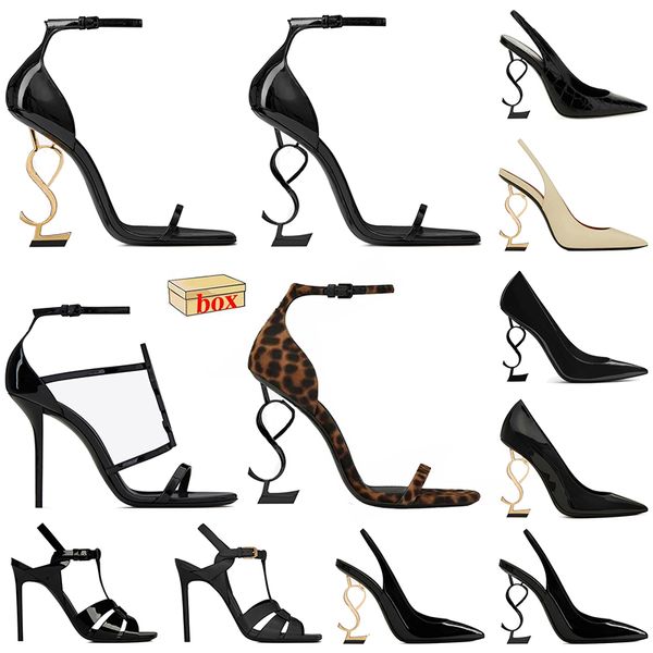 En gros, femmes hautes talons sandales en cuir breveté célèbre Designer Lady Heel Bottoms Party Mariage Plateforme Classiques Classiques Pumps Slingback Leopard Sandale