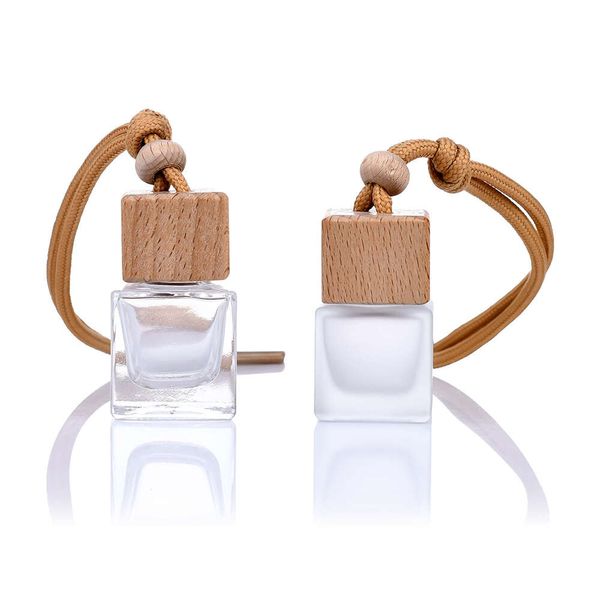 Diffuseur d'arôme de voiture suspendu en bois, cube de désodorisant, bouteille de parfum suspendue avec bouchon en bois, vente en gros, 8ml 10ml