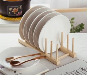 Égouttoir à vaisselle en bois en gros, porte-assiettes support de couvercle de pot, organisateur d'armoires de cuisine pour tasse, planche à découper, bol, séchage