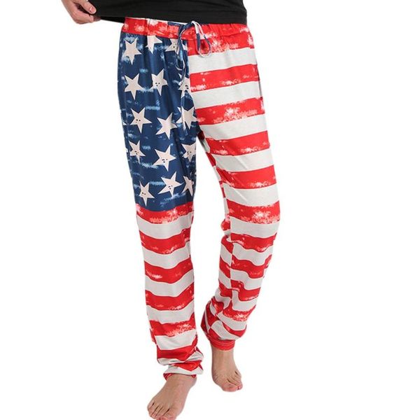 Vente en gros - Woweile # 3001 2017 Nouvelle marque de mode pour hommes Drapeau américain imprimé Pantalons à cordon Leggings