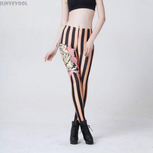 Leggings de mujer al por mayor- Xxxl Animal Print Capris Stripe Mujeres Sexy Tattoo Leg Party Dancer Punk Pantalones Skinny Clubwear Legging Pantalones 4