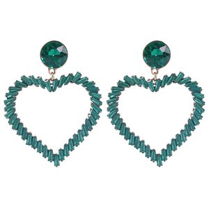 Venta al por mayor-y diseñador de moda de lujo diamante circón brillante encantador lindo corazón colgante aretes para mujeres