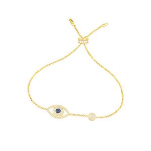 Al por mayor-Pulsera de ojo de la suerte de plata amarilla