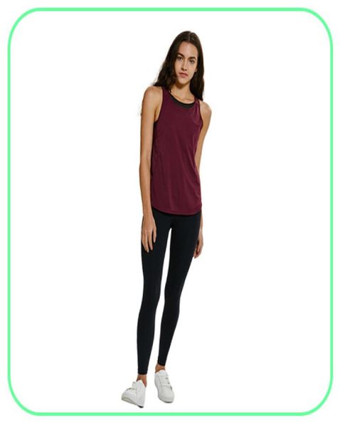Vente en gros gilet de yoga T-Shirt 59 couleurs unies femmes mode réservoirs de yoga en plein air sport course hauts de sport Clothes7737880