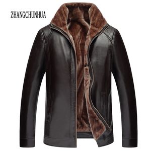 Vente en gros - ZHANGCHUNHUA Veste en cuir d'hiver 2017 Vestes de mode décontractées pour hommes Zipper Fausse fourrure Hommes Manteau de haute qualité Plus la taille 100 kg