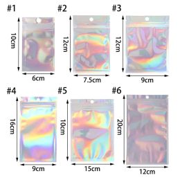 Groothandel Zip Bags Aluminium Folie Hologram Voedsel Mylar Pouch Kleine waterdicht