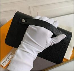 Venta al por mayor10A CALIDAD colores carteras de moda Rejilla blanca cremallera única hombres mujeres billetera de cuero dama damas bolso largo con caja naranja tarjeta 60017 caja de regalo