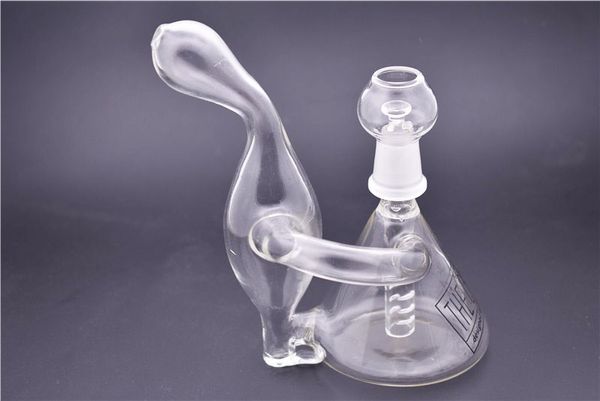 wholesale14mm Dab Rig Mini Beaker Recycler Bong de vidrio Soplado a mano Diseño único Pequeño Tubo de agua 6 pulgadas Oil Rig Bubbler bong