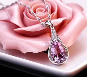 Wholesalehypoallergeen niet vervagen (zonder ketting) 925 Sterling zilveren hanger ketting Amethyst CZ Koreaanse vrouwelijke modellen wensen stenen hanger