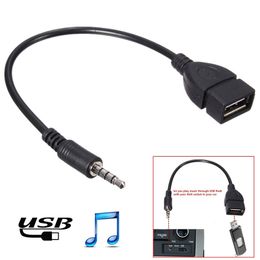 Grossiste 3.5mm Male Audio AUX Jack vers USB 2.0 Type A Female OTG Converter Cable Adapter