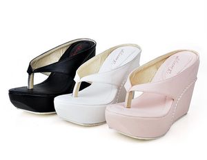 Grossiste livraison gratuite prix usine talon compensé sandale tongs bride nombril talon haut femmes chaussure commerce extérieur 24