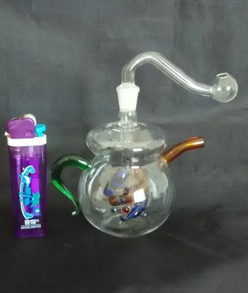 Envío gratis mayoristas nuevo Color mini tetera estilo cachimba de vidrio / bong de vidrio, fácil de llevar, accesorios de regalo