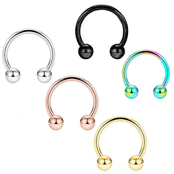 En gros 16G acier fer à cheval nez Septum anneaux Piercing bijoux boules Cartilage Helix Tragus boucle d'oreille cerceau sourcil lèvre 240109