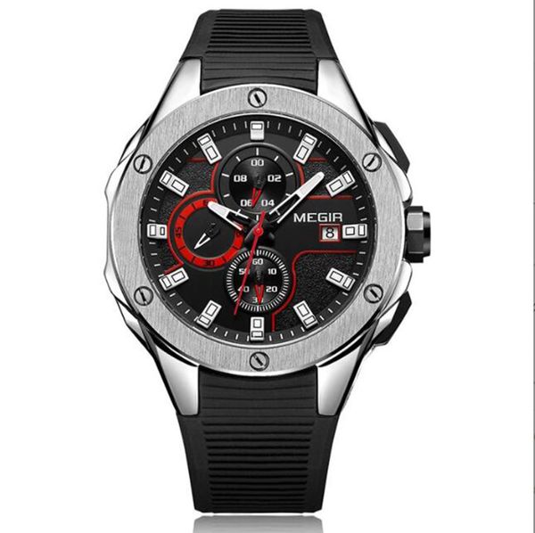 En gros 2053G montres à quartz pour hommes les plus récentes 30M étanche chronographe multifonctions montre-bracelet en silicone de sport pour hommes