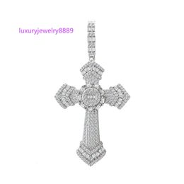 Pendentif croix Design de mode, avec breloques en Zircon cubique, bijoux en pierres précieuses Moissanite pour hommes et femmes, cadeau en argent 925 1000S, vente en gros