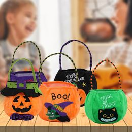 Festival en gros décorations de festivals nouveaux sacs de bonbons Halloween Trick Or Treat Muti Styles Pumpkin Witch Cat Matchs Hands Sac à main Couleurs mixtes