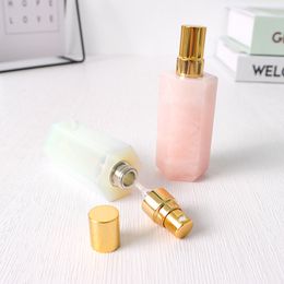 Wholesales Gemstone Luxury Perfume Bottle 100% Real Natural Rose Quartz Stone Perfume Bottle for Christmas Gifts