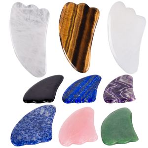 Outil de Massage du visage en Jade Gua Sha, Quartz Rose naturel, pierre d'améthyste, planche à gratter, cristal de guérison, soins de santé, produits de beauté, vente en gros